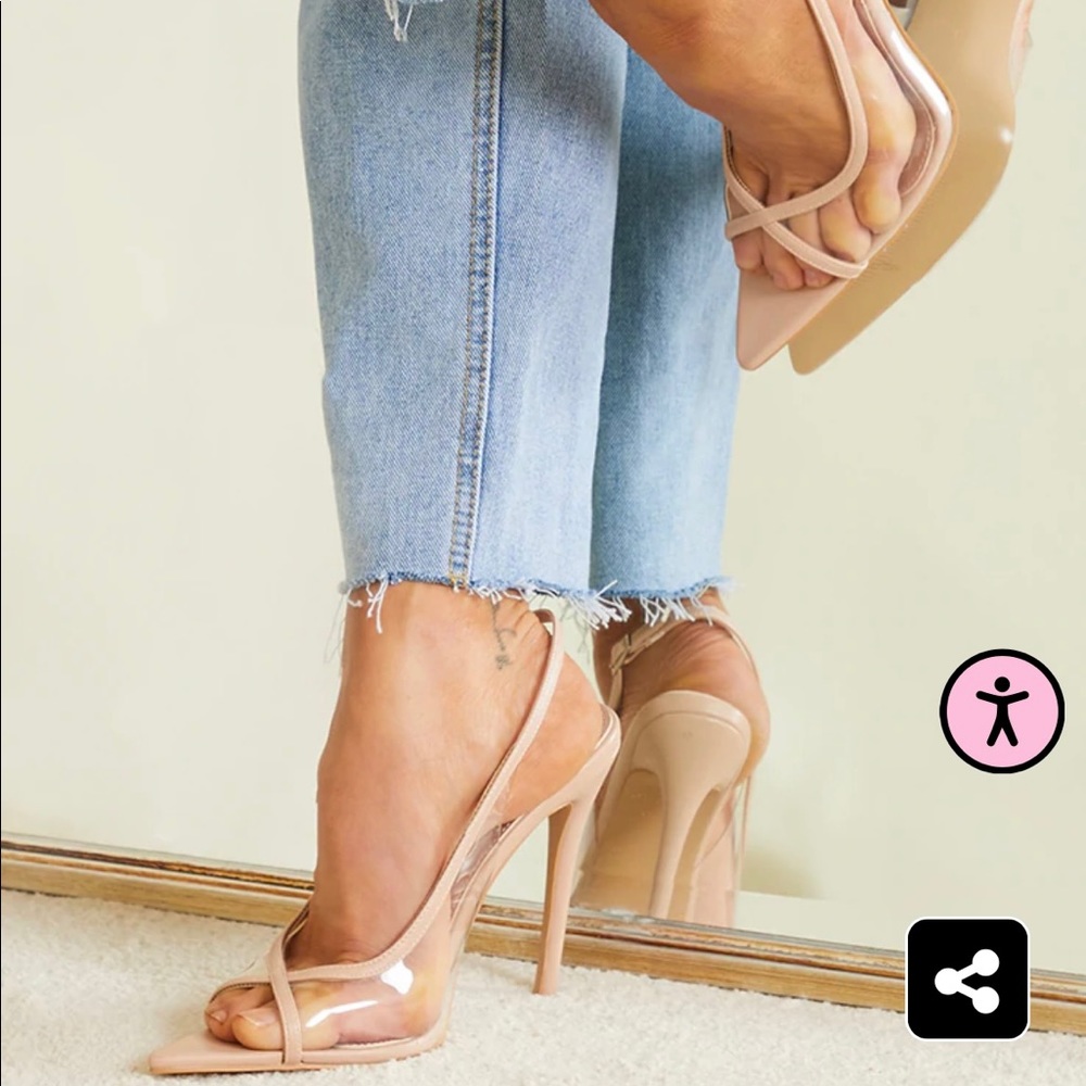 Nude Pu Sling Back Heels